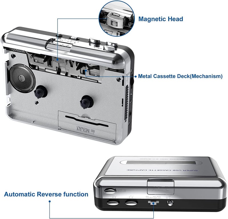 DigitNowCassette Tape To MP3 CD Converter Via USB,Portable USB Cassette Tape Player Capture MP3 Audio Music,Compatible With Laptop and Personal Computer,Convert Walkman Tape Cassette To MP3 Format - Image 2
